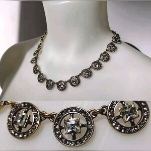 J. Crew Clear Rhinestone Crystal Necklace Choker Collar Glam Vintage Style